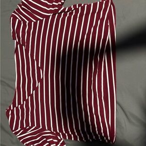 SHEIN Burgundy and White Striped Crop Top